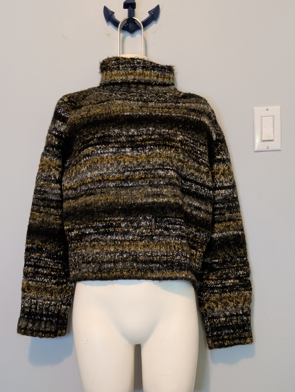 Babaton Cozy Marled Turtleneck Sweater in Olive, Black & Gray